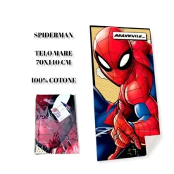 TELO MARE IN COTONE SPIDER MAN ASCIUGAMANO MARE PISCINA UOMO RAGNO PER BAMBINI