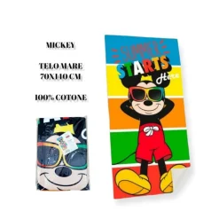 TELO MARE IN COTONE TOPOLINO MICKEY MOUSE ASCIUGAMANO MARE PISCINA BAMBINI