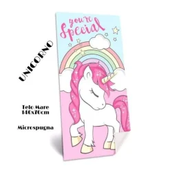 TELO MARE IN COTONE UNICORNI + SACCA IN OMAGGIO ASCIUGAMANO MARE PISCINA BAMBINE