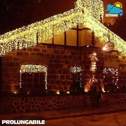 TENDA CASCATA LUMINOSA BIANCO CALDO 250 X 75 CM PROLUNGABILE FINO A 50MT 126 LED