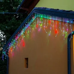 TENDA CATENA LUMINOSA ESTERNO RGB MULTICOLORE LUCI NATALE 100LED PROLUNGABILE 3MT