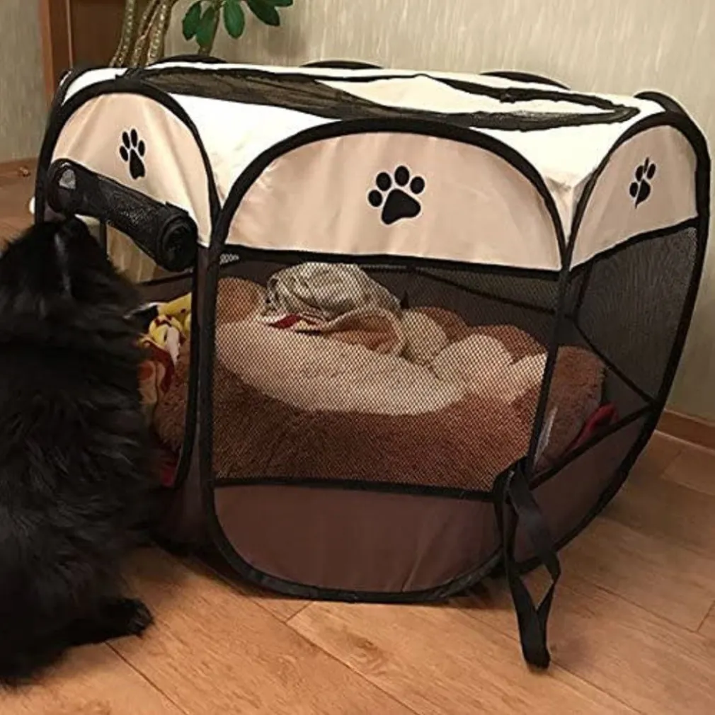 TENDA DA CAMPEGGIO PIEGHEVOLE PER ANIMALI GABBIA PER CANI CUCCE OTTAGONO 75X75CM
