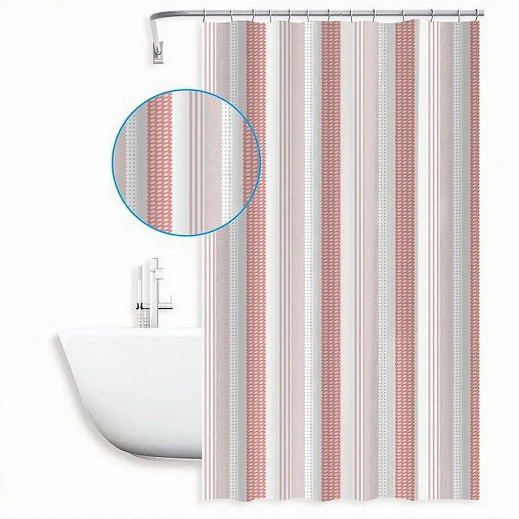 TENDA DOCCIA ANTIMUFFA RIGHE ROSA IMPERMEABILE 180X200 CM CON ANELLI BAGNO 59813
