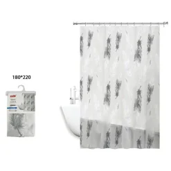 TENDA DOCCIA IMPERMEABILE TESSUTO PVC 12 GANCI IN PLASTICA PIUME 180X220CM 69509