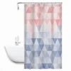 TENDA DOCCIA IMPERMEABILE BAGNO 12 ANELLI PEVA 180X200CM TRIANGOLO ROSA BLU 79220