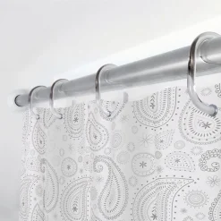 TENDA DOCCIA VASCA BAGNO 12 ANELLI 240X200CM MOTIVO PAISLEY ETNICO GRIGIO 87582