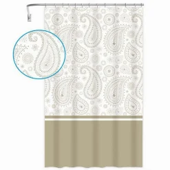 TENDA DOCCIA VASCA BAGNO 12 ANELLI 240X200 CM MOTIVO PAISLEY ETNICO BEIGE 87584