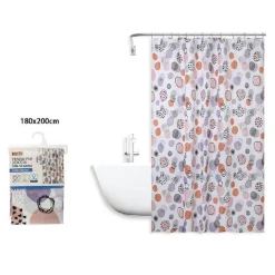 TENDA DOCCIA VASCA BAGNO IMPERMEABILE 12 GANCI CON SFERE ASTRATTE 180X200CM 87090
