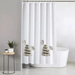 TENDA DOCCIA VASCA BAGNO IMPERMEABILE DECORATA SASSI SHABBY CHIC 180X200CM 87565