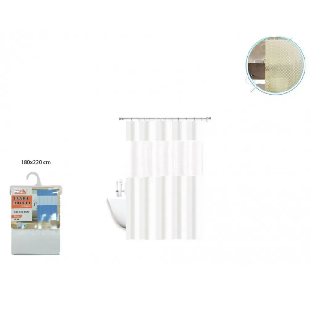 TENDA DOCCIA VASCA IMPERMEABILE ANTIMUFFA BIANCO 3D 180 X 220 CM GIUNTURA 52134