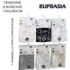 TENDA EUFRASIA PANNELLO SINGOLO CON 6 BORCHIE PORTA FINESTRA BASTONE 140X280 CM