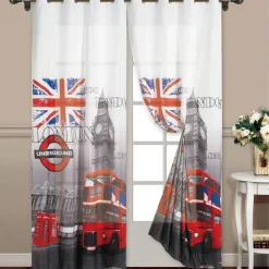 TENDA LONDON LONDRA BRITISH UK PANNELLO ANELLI ARREDO PORTA FINESTRA BASTONE