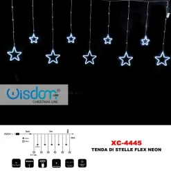 TENDA LUMINOSA NATALIZIA CON STELLE NEON LUCE BIANCA FISSA 8 GIOCHI LUCE XC-4445