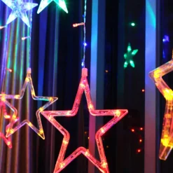 TENDA LUMINOSA NATALIZIA 140LED CON STELLE COLORATE RGB 2MT ESTERNO PROLUNGABILE