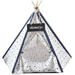 TENDA PER CANI GATTI ANIMALI DOMESTICI TEPEE CUSCINO CESTINO LAVABILE 50X50X70CM
