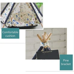 TENDA PER CANI GATTI RIMOVIBILE LAVABILE CON MORBIDO CUSCINO IN TELA 60X60X90CM