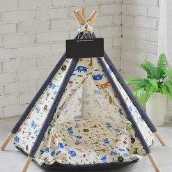 TENDA PER CANI GATTI RIMOVIBILE LAVABILE CON MORBIDO CUSCINO IN TELA 60X60X90CM