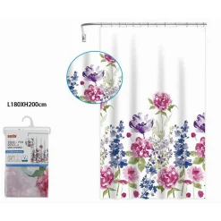 TENDA PER DOCCIA BAGNO STAMPA GARDEN FIORI FLOREALE 180X200CM CON 12 GANCI 87569