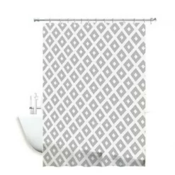 TENDA PER DOCCIA IMPERMEABILE TESSUTO PVC 12 GANCI IN PLASTICA ROMBI 180X200CM