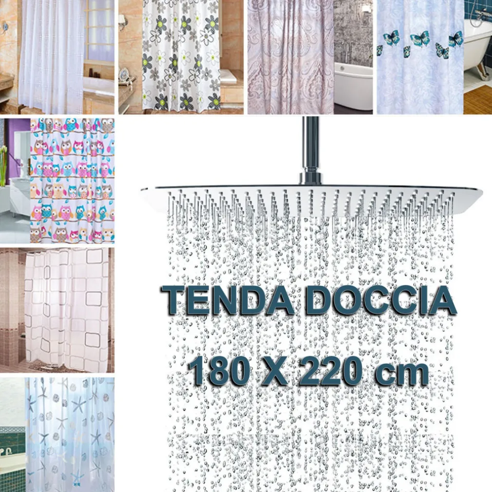 TENDA PER DOCCIA VARIE FANTASIE PER VASCA DA BAGNO TENDINA CON GANCI 180X220 CM