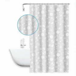 TENDA PER DOCCIA VASCA BAGNO DESIGN STILE MARINO 180X200 CM CON 12 ANELLI 87587