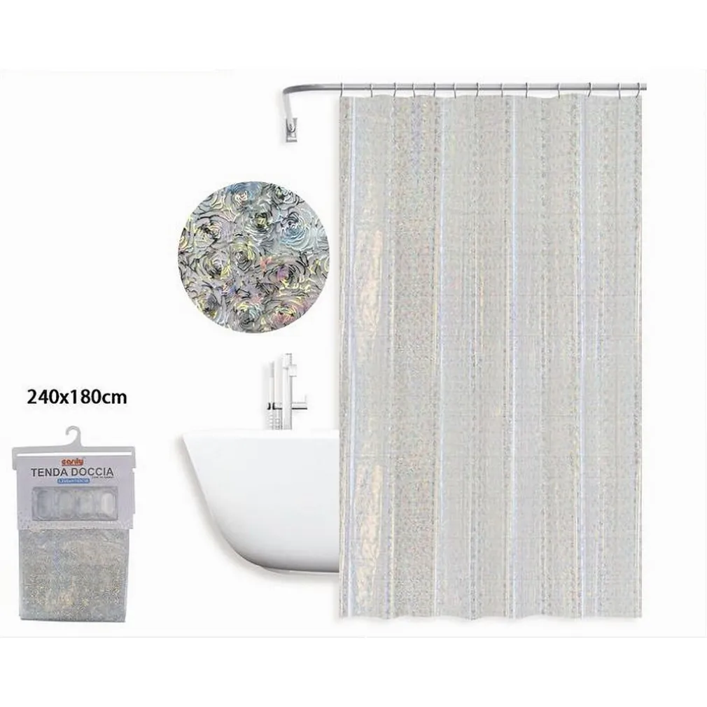TENDA PER DOCCIA VASCA DA BAGNO ASTRATTO RIFLESSI CON 12 GANCI 240 X 180CM 87188