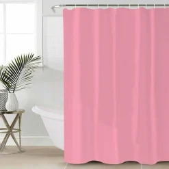 TENDA PER DOCCIA VASCA DA BAGNO IMPERMEABILE PEVA 12 GANCI ROSA 180X200CM 52145
