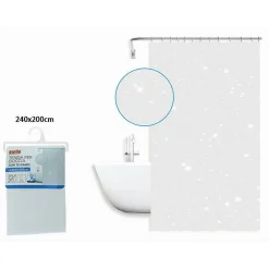 TENDA PER DOCCIA VASCA DA BAGNO GALASSIA BIANCA 240X200 CM CON 12 ANELLI 87586