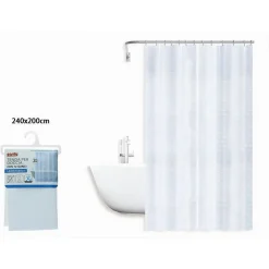 TENDA PER DOCCIA VASCA DA BAGNO EFFETTO 3D A NIDO D'APE 240X200CM 12 GANCI 87602