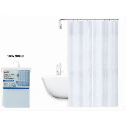 TENDA PER DOCCIA VASCA DA BAGNO EFFETTO 3D A NIDO D'APE 180X200CM 12 GANCI 87601
