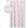 TENDA PER DOCCIA VASCA DA BAGNO 12 GANCI STAMPA FIORI ROSA GRIGI 240X200CM 87576