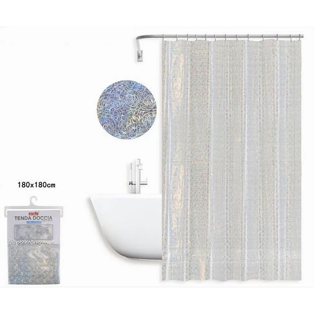 TENDA PER DOCCIA VASCA DA BAGNO DESIGN ASTRATTO CON 12 GANCI 180 X 180 CM 87187