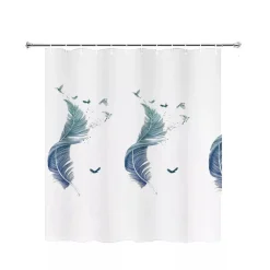 TENDA PER DOCCIA VASCA DA BAGNO PEVA 12 GANCI DECORATA CON PIUME 180X200CM 87571