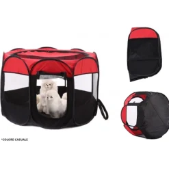 TENDA PORTATILE PIEGHEVOLE CANI GATTI CUCCIA 90x90x60 CM ZANZARIERA CON BORSA