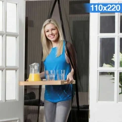 TENDA ZANZARIERA MAGNETICA CALAMITA ERMETICA PORTA FINESTRE CAMPER 110X220CM NERO