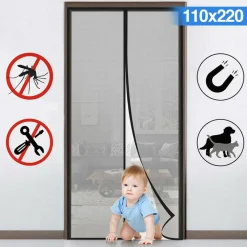 TENDA ZANZARIERA MAGNETICA CALAMITA ERMETICA PORTA FINESTRE CAMPER 110X220CM NERO