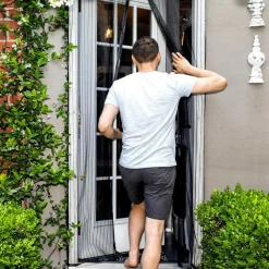 TENDA ZANZARIERA MAGNETICA CALAMITA ERMETICA PORTA FINESTRE CAMPER 110X220CM NERO