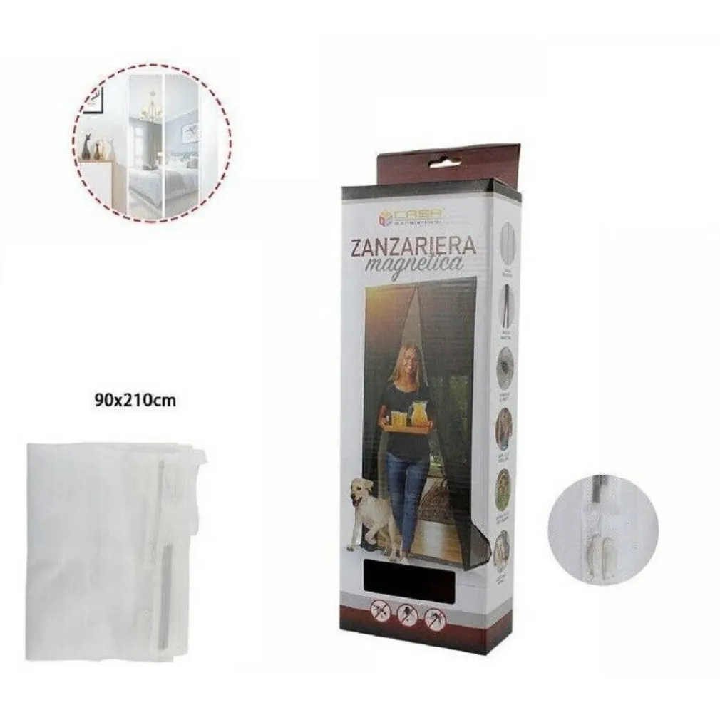 TENDA ZANZARIERA PORTE BALCONI INSETTI ZANZARE MAGNETICA BIANCA 90 X 210 CM