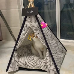 TEPEE LETTO CUSCINO LAVAGNA RIMOVIBILE LAVABILE PORTATILE PER ANIMALI 50X50X70CM