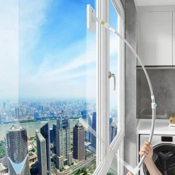 TERGIVETRO PER PULIZIA VETRI FINESTRE INTERNI ESTERNI REGOLABILE IN MICROFIBRA LUNGO MANICO