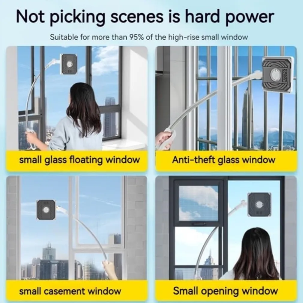 TERGIVETRO PER PULIZIA VETRI FINESTRE INTERNI ESTERNI REGOLABILE IN MICROFIBRA LUNGO MANICO