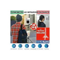TERMOSCANNER IR INFRAROSSI TERMOMETRO DIGITALE AUTONOMO DA PARETE MURO FEBBRE