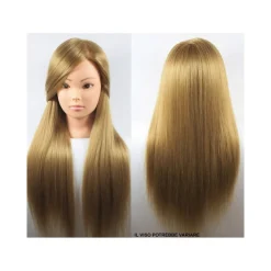 TESTA MANICHINO CON CAPELLI FIBRA ACCONCIATURE PER SCUOLA PARRUCCHIERI