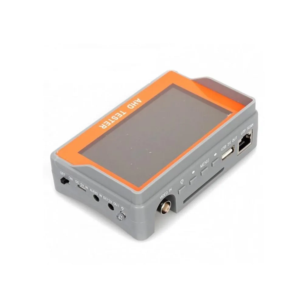 TESTER MONITOR TFT 4,3" TELECAMERE AHD DA POLSO BATTERIA INTERNA USCITA 12V UTP