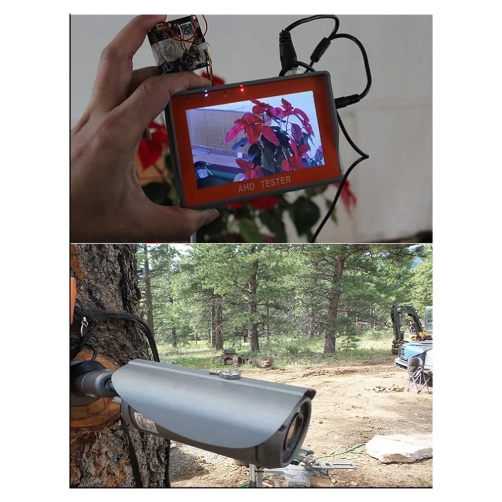 TESTER MONITOR TFT 4,3" TELECAMERE AHD DA POLSO BATTERIA INTERNA USCITA 12V UTP