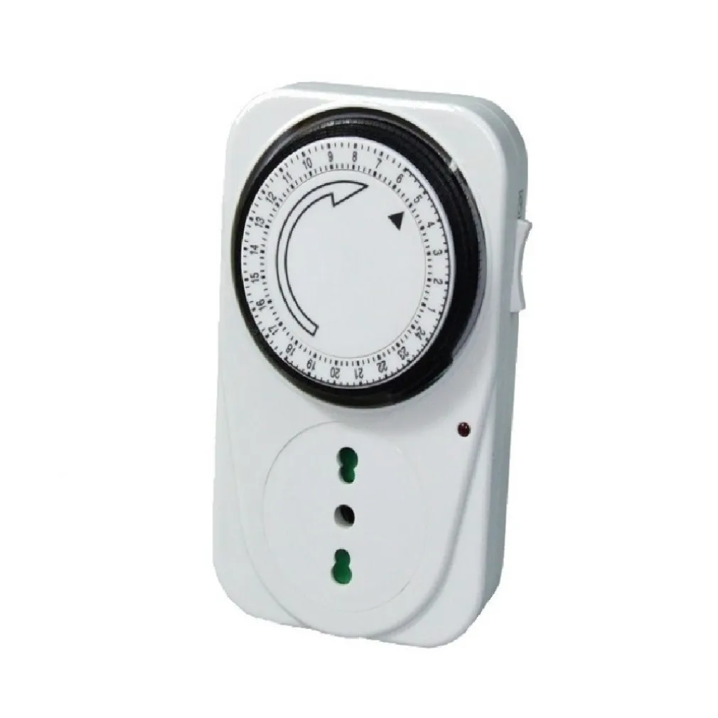 TIMER PROGRAMMATORE MECCANICO ANALOGICO GIORNALIERO CON PRESA BIPASSO 16A 24 ORE