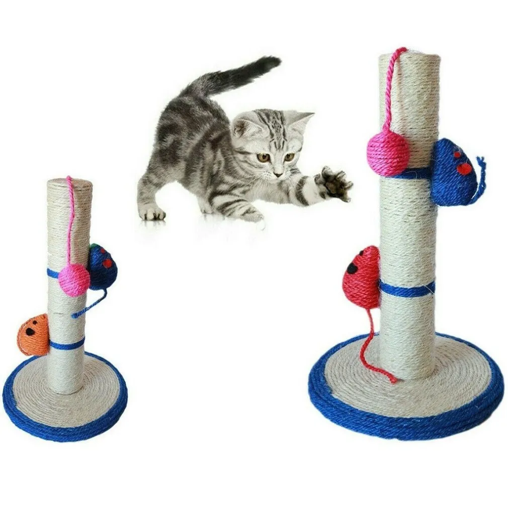TIRAGRAFFI GIOCO CORDA COLONNA PALLINA ARTIGLI GATTO TIRA GRAFFI 42X24CM. MOD B