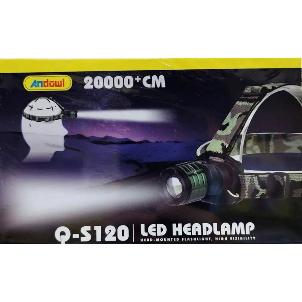 TORCIA LAMPADA FRONTALE LED DA TESTA RICARICABILE NOTTURNA CAMPEGGI PESCA Q-S120
