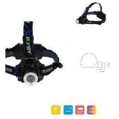 TORCIA LED DA TESTA FRONTALE RICARICABILE INDUZIONE CREE T6 REGOLABILE DT-2169