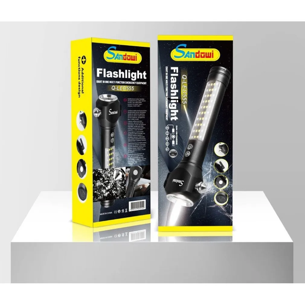 TORCIA LED FLASHLIGHT ACCESSORIO CASA ESTERNI EMERGENZA MULTIFUNZIONE Q-LED55